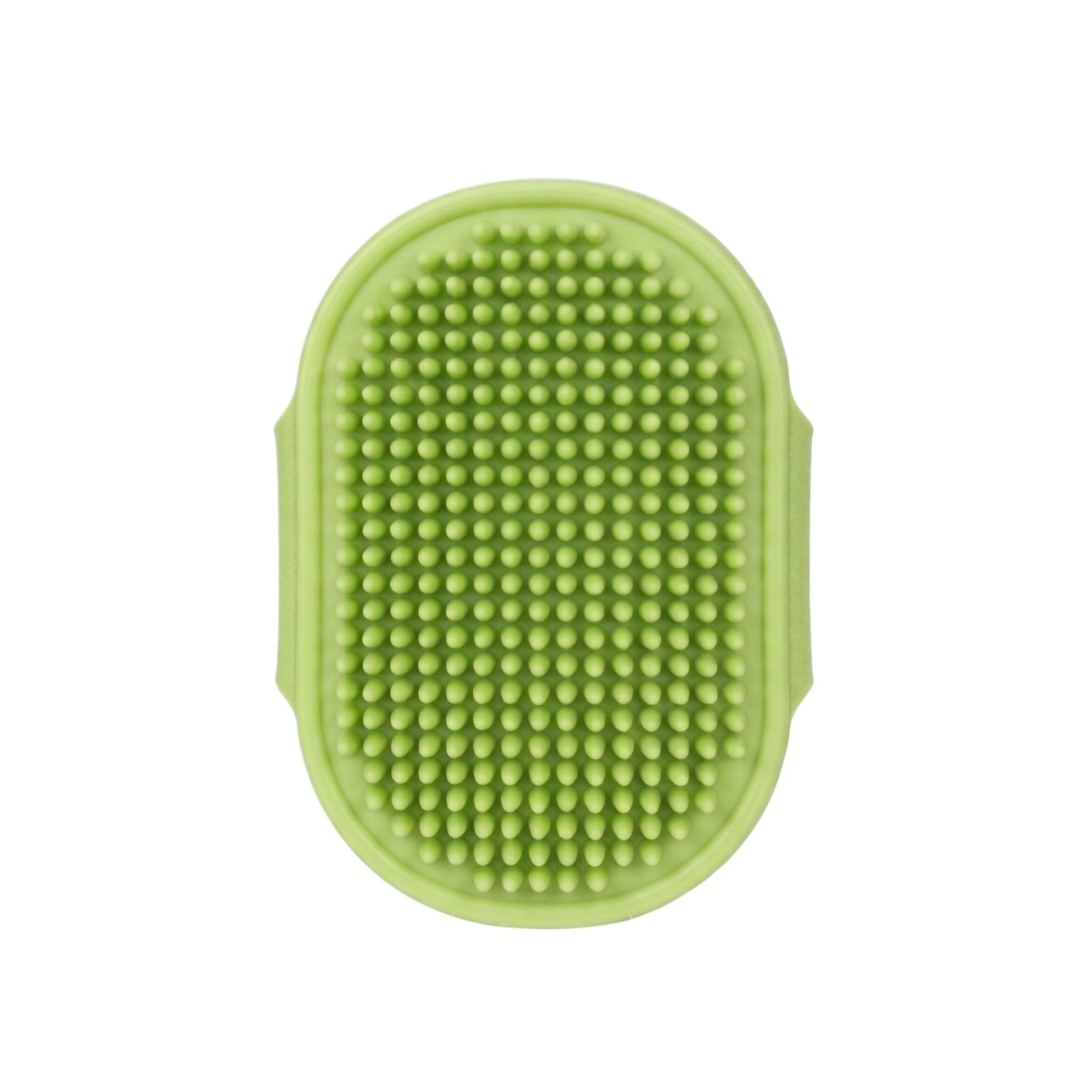 

Pet Bath Brush Silicone Grooming Scrubber for Dogs Cats Soft Flexible Massage Tool with Ergonomic Handle for Easy Cleaning and Shedding Control one size зелений