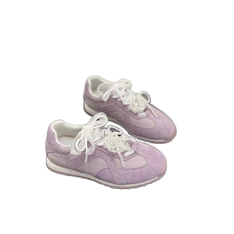 Fairy wind bow German training shoes women's 2025 autumn new fashion leisure sports thick-soled non-slip Forrest Gump shoes