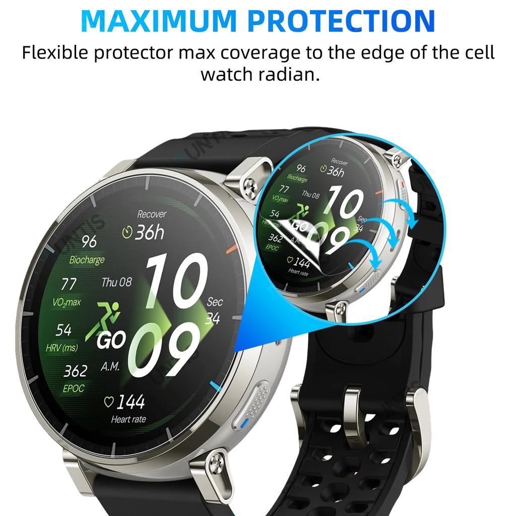 Folia ochronna na ekran do Amazfit Active 3 Premium Anti-scratch Hydrożelowa HD Clear Pełne pokrycie Miękka folia ochronna Akcesoria