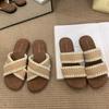 Ethnic style woven cross-strapped open-toed flat-bottomed slippers for women's summer wear Bohemian seaside vacation beach sandals