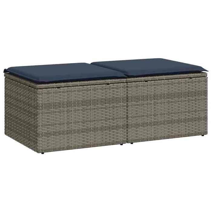 VidaXL Garden Lounge Set 2 Pcs with Grey Cushions Wicker Acacia, Outdoor Sofa Set, Garden Furniture 3328684