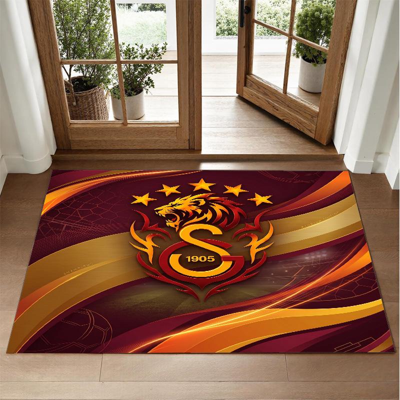Galatasaray FC Design Crystal Velvet Rug Soft Decorative Mat for Bedroom Entrance