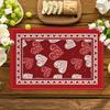 4/6pcs Valentine's Day Placemats, Red and White Heart Pattern Placemats, Suitable for Table Decoration, Romantic Polyester Placemats, Perfect for Vale