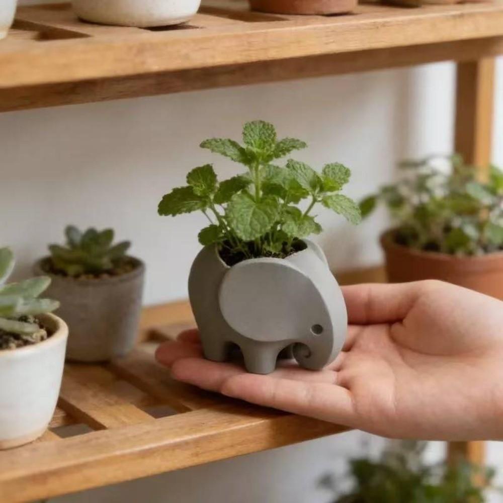 Animal Design 3D Printed Elephant Flowerpot Small Cactus Plant Holder Living Room TV Cabinets