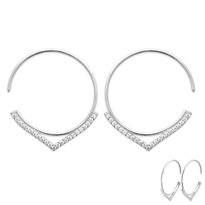 [Q4168] - Silver Hoop Earrings 'Cléopatra' Silver White (rhodium-plated) - 25 Mm - 25x5 Mm