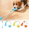 Dog Teething Toy with Treat Dispenser Suction Cup TPR Chew Ball Interactive Boredom Relief Dental Health Self-Play Pet Toy for Anxiety Energy Burn