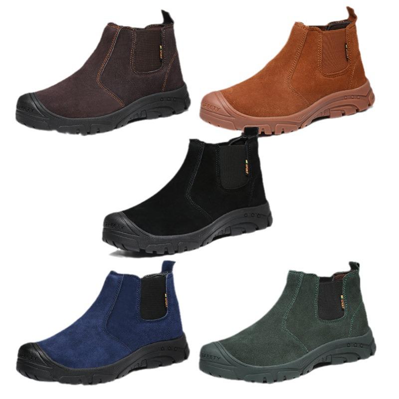 Zapatos de Trabajo de Ante Transpirables con Puntera de Acero para Hombre - Anti-Aplastamiento, Anti-Perforación, Anti-Deslizante, Ignífugo, Suela de Goma, Protección para Soldadura.