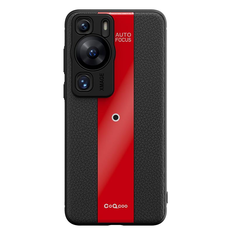 

Q.COO Противоударный чехол для Huawei P60/P60 Pro PU кожа+ТПУ+Акриловая оболочка для телефона Red