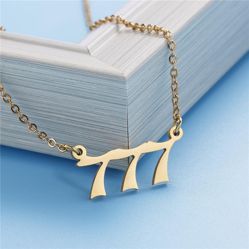 Statement Angel Number 7 Gold Pendent Chain Necklace Choker For Women Summer Stainless Steel Girl Necklace Fashion Jewelry