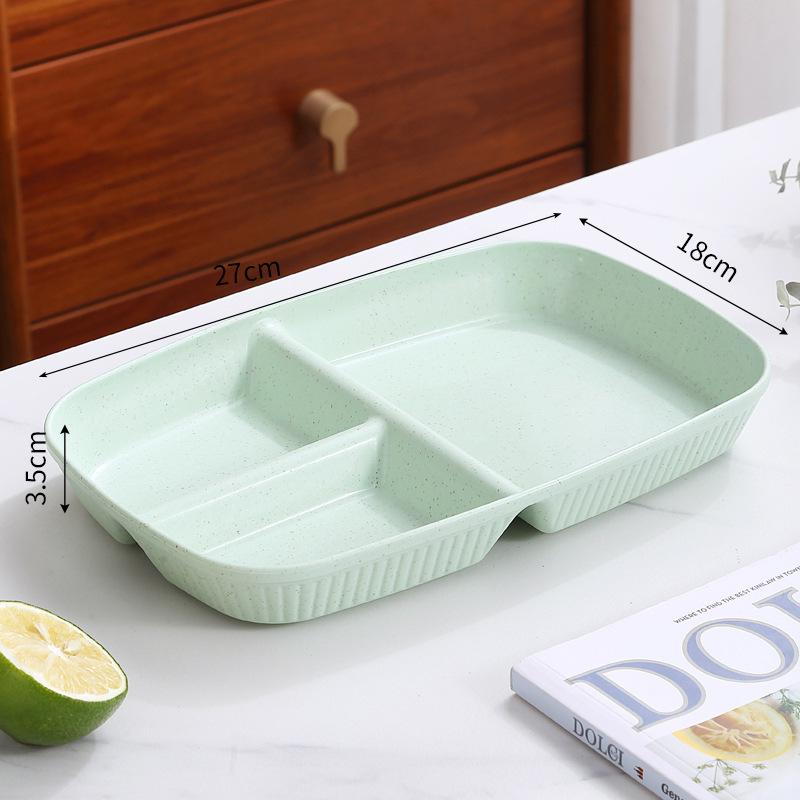 Cute Wheat Straw Divided Plate, 3-Compartment, Drop-Proof, Heat-Resistant - Perfect for Home or Kindergarten Baby Meals