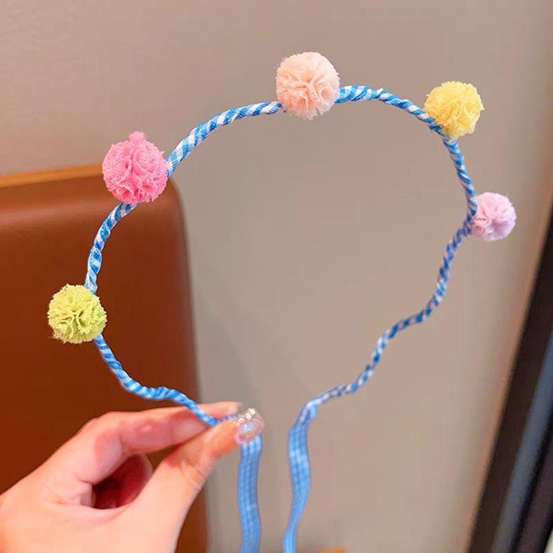 2026 Spring-Summer Girls' Hair Hoops & Bands: Mesh Balls, Plaid Pattern,Bright,Ideal for Braids, Energetic Teen Hair Accessories