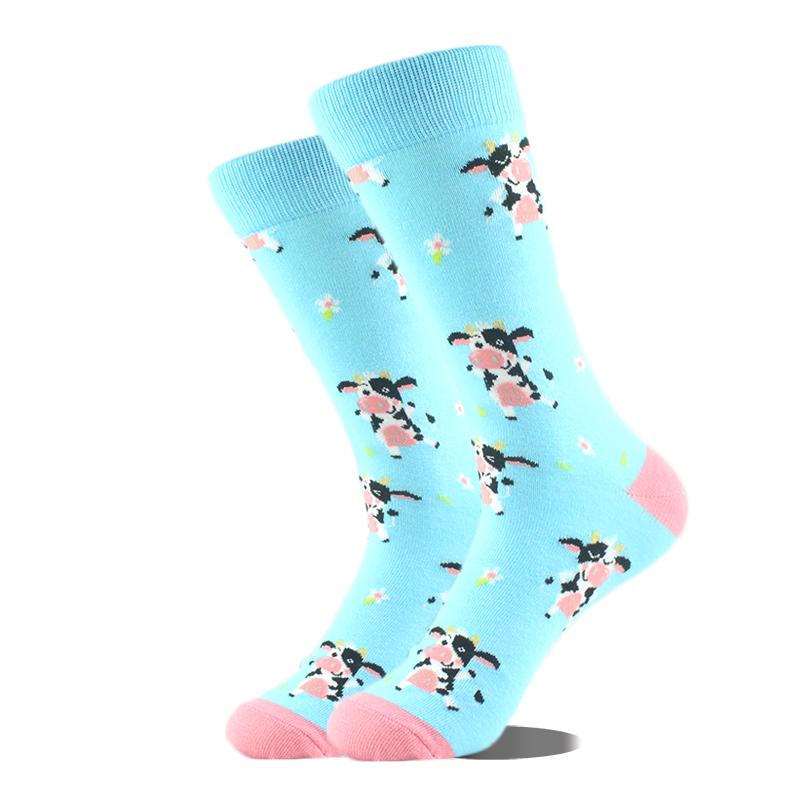 Happy Design Ctue Funny Socks Men Animals Food Pattern Sokken  Divertidos Jacquard Calcetines Unisex Hip Hop Skateboard Sox