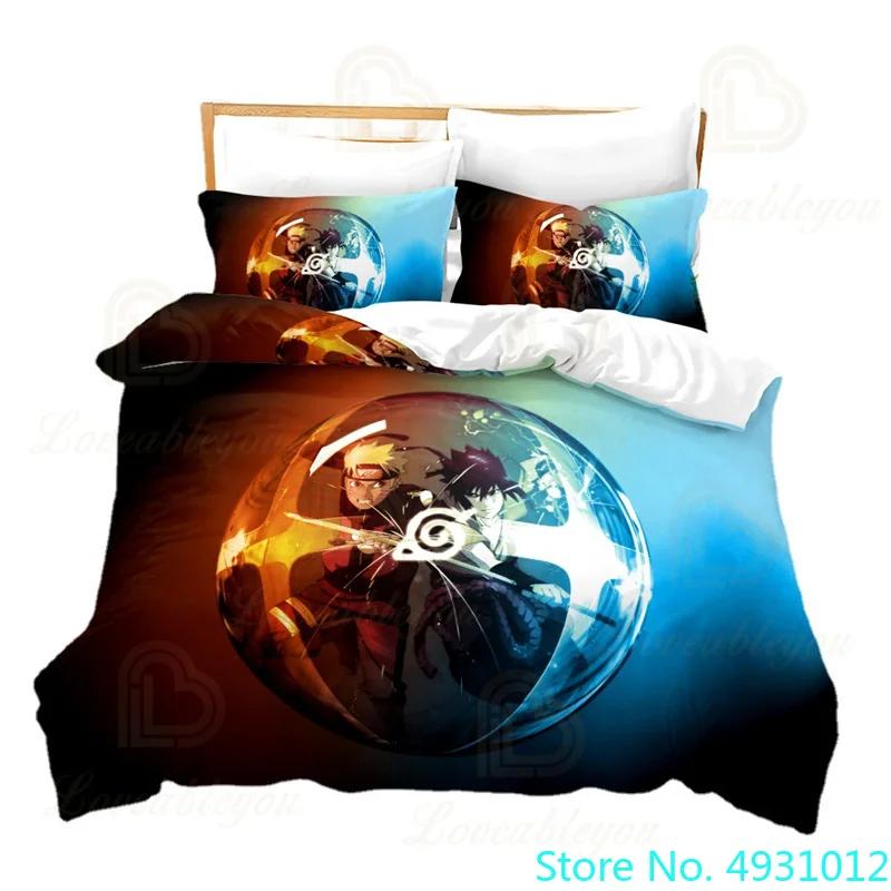 Kids Uzumaki Naruto Uchiha Sasuke Bedding Set Duvet Cover Quilt Cover Pillowcase Double King Size Bedroom Bed Cover Decoration