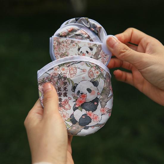 Cartoon Pattern Reflector Folding Fan Portable Lightweight Foldable Fan Fish Orange Panda Pattern Hand Fan