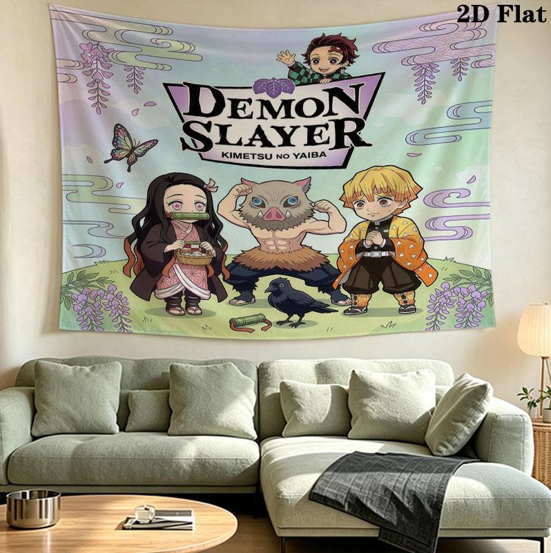 Gobelin Ścienny Demon Slayer Estetyczna Dekoracja Ścienna Koc z Drukowanej Tkaniny Dekoracyjne Gobeliny Do Sypialni Salonu Wystrój Domu