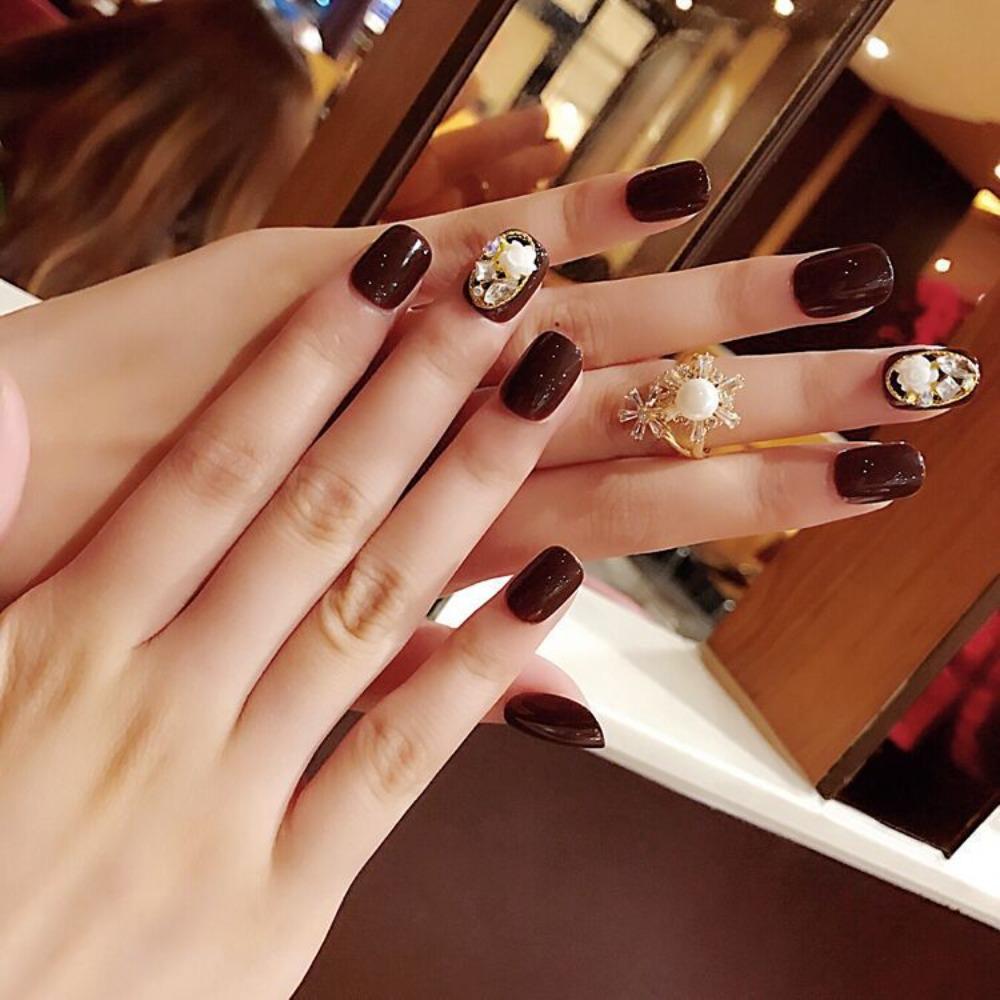 

Full Cover False Nail Short Nail Tips Detachable French Fake Nails Girl