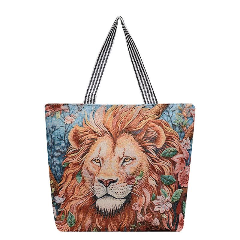 Bolsa de Ombro Feminina Bordada com Fio Dourado - Estilo Étnico, Grande Capacidade