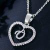 Heart Letters 26 Love Crystal Women Silver Plated Chain Jewelry Necklace