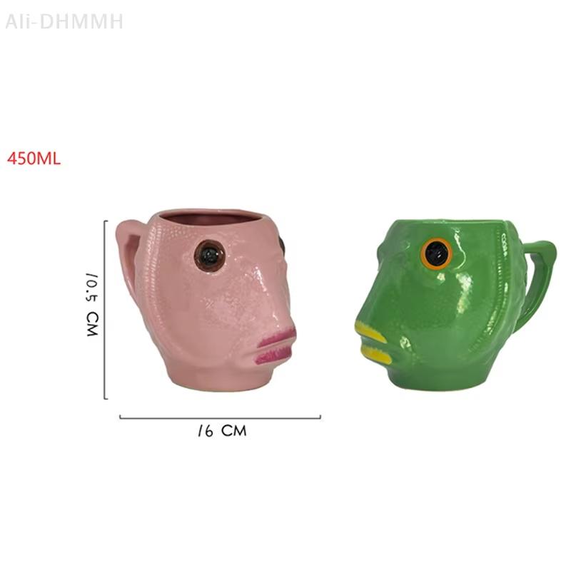 Funny Cup Ugly Greenhead Fish Ceramics Coffee Cup Large Capacity Creative Office Children's Water Cup Mugs