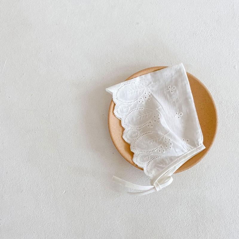 Cotton Flower Ruffle Baby Hat Princess Summer Newborn Baby Girl Bonnet Cap Solid Color Breathable Infant Sun-proof Hat