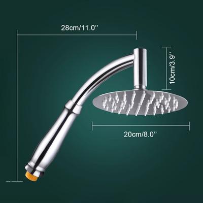 Bathroom 8 Inch Shower Head Orbicular ABS Chrome Shower Head Water Saving Bathroom Rain Spa Square Handheld 8 ” ELA087-8