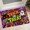 Halloween TRICK OR TREAT Candy Ghost Black Cat Flannel Mat Home Entrance Door Hallway Anti-Slip Water-Absorbing Foot Mat Bathroom Kitchen Entrance Mat