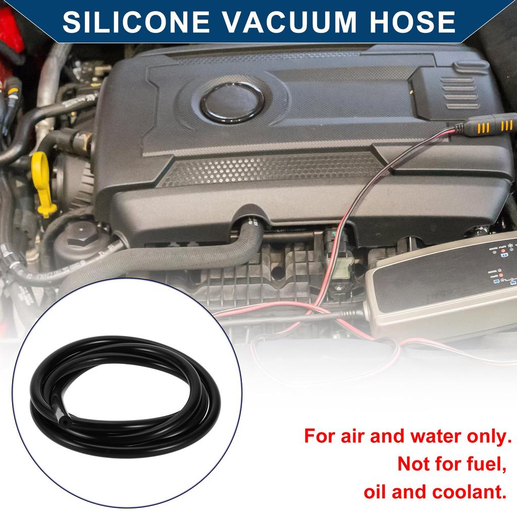 Hihaha Silicone Vacuum Tube Hose for Automobile Vacuum Line High Temperature 5.5ft 1/8" 3.0mm Inner Diameter 3.5mm Thickness 1pc Black