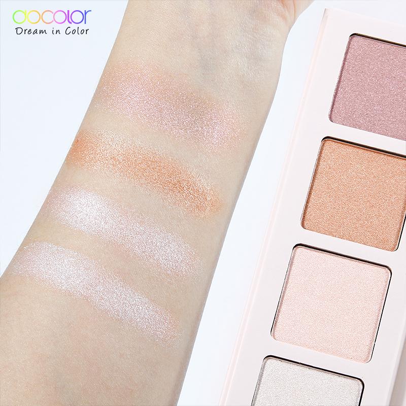 Docolor 4 farby Paletka očných tieňov Rozjasňovač Trblietavé trblietky Prášok očných tieňov Matná trblietavá paletka očných tieňov Kozmetická paletka na líčenie