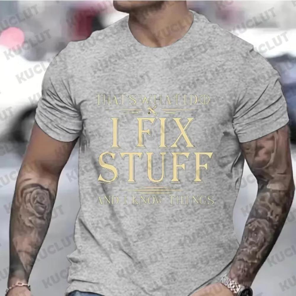 Thats What I Do Tee Shirts for Men I Fix Best Dad T Shirt Dad Tshirts Day of Father Short Sleeve Clothing Men's Brand Streetwear