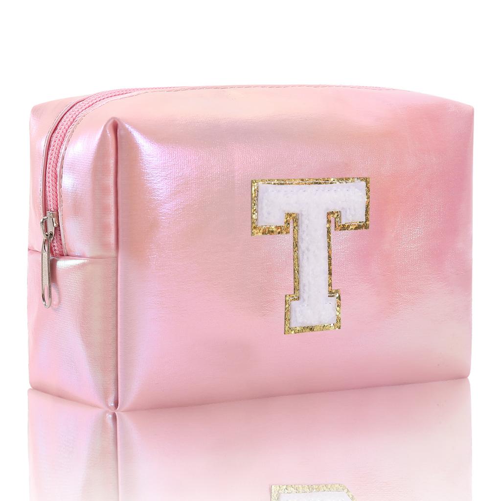 Octagon Bag Embroidery Alphabet Makeup Bag Large Capacity Toiletry Bag Travel Storage Bag Clutch Bag