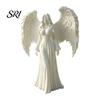 Angel Shape Ornament 3D Printed Girl White Winged Statue Artistic Sculpture Home Office Living Room Desktop Decoration Lifelike Figure