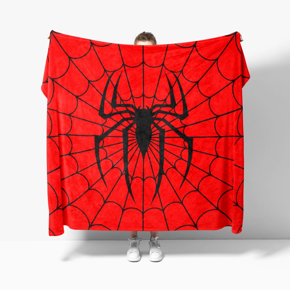 Red spider Flannel Throw Blanket Decor spider web Creative blankets Cozy Soft Lightweight for Couch Sofa 75x90cm