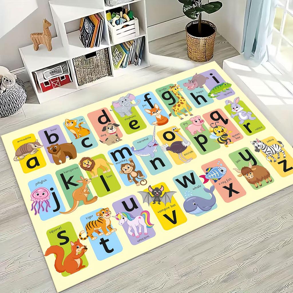 ABC Animal Alphabet Cartoon Early Educatio Children Crawling Playroom Rug for Bedroom Living Room Sofa Doormat Decor,Non-slip