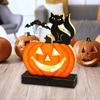 Wooden Halloween Pumpkin Ornaments Statue Figurine Decorative for Home