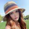 Straw Hat Rainbow Design Foldable Lightweight Breathable Sun Protection Hat Outdoor Activities Beach Travel Casual Wear