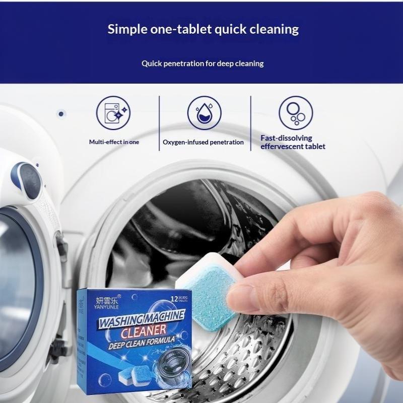 Washing Machine Cleaner Tablets High Efficiency Limescale Odor Eliminator 12/30 Pcs for Household Washer Cleaning