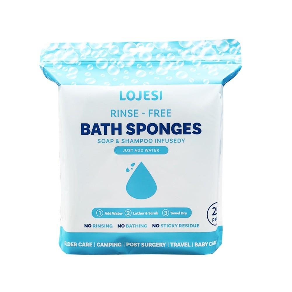 25 Pieces Rinse Free Disposable Bathing Wipes 20x20cm Soap Shampoo Infusedy Bath Sponges No Rinse Bathing Wipes Shower