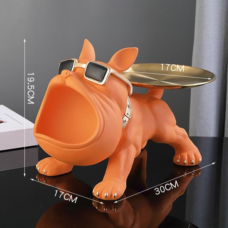 

Y Resin Bulldog Statue Storage Tray Desktop Magic Bucket Key Storage Ornament Handcraft Art Statue Dog Sculpture Home Decoration