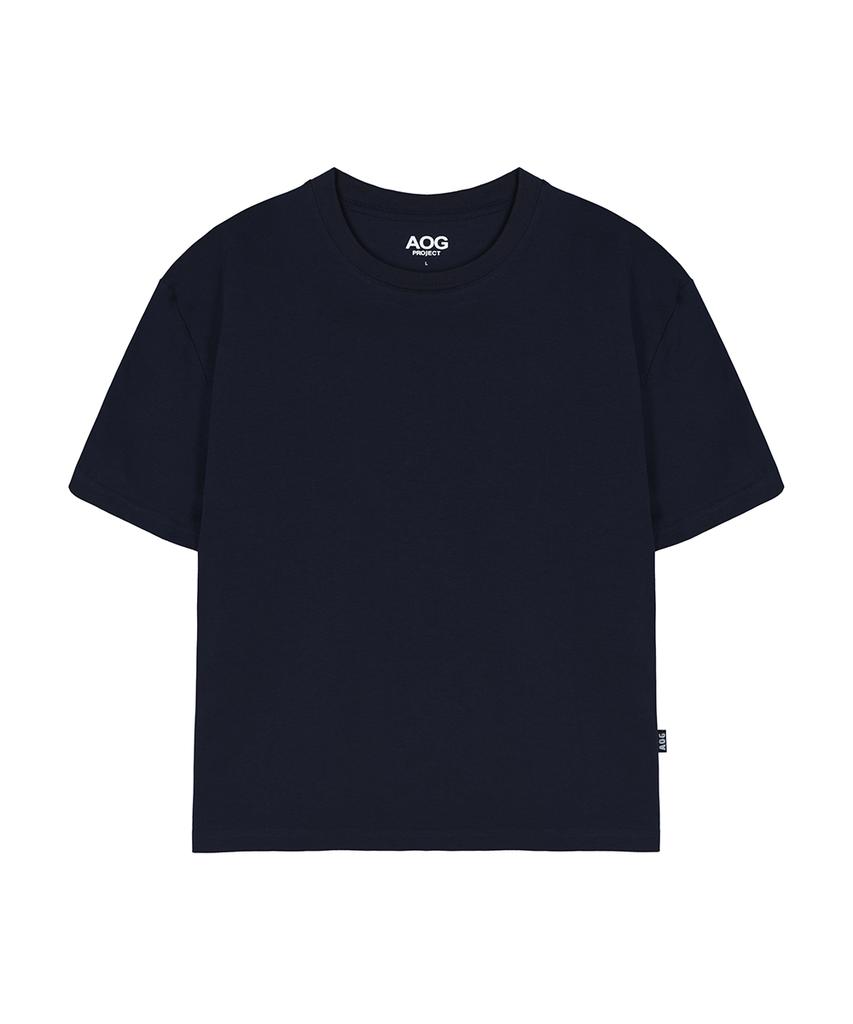 AOG PROJECT Solid Crop Short Sleeve T-Shirt (Navy)