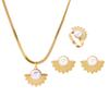 Stainless Steel Jewelry Accessories for Women, Metallic Luster, Anti-Fade Necklace, Ring, Earrings, Fashionable Women's Jewelry Set