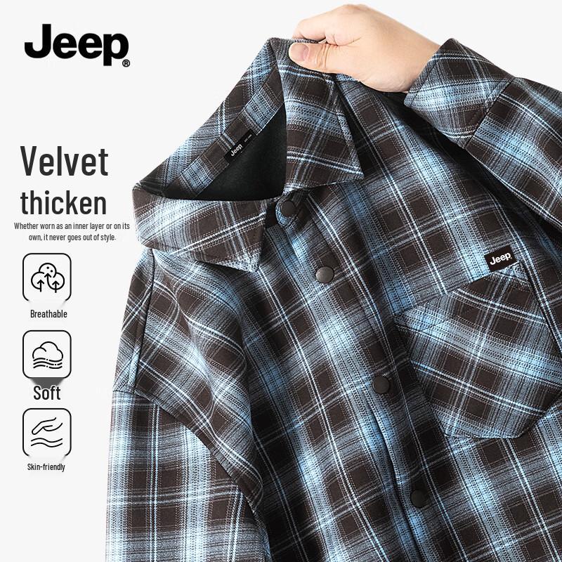 JEEP Men s Fleece-Lined Plaid Flannel Shirt L