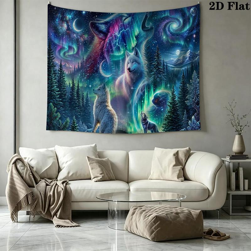 Wolf Art Wall Tapestry Aesthetic Wall Hanging Printed Fabric Blanket Decorative Tapestries for Bedroom Living Room Home Decor