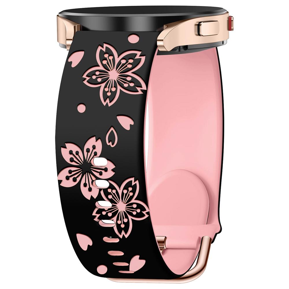 Universal 20mm Width Flower Engraved Watchband For Samsung Galaxy watch 7 6 4 5 Strap Huami Amazfit Active GTS 4 Mini 3 Pro GTR 2e Silicone Bracelet