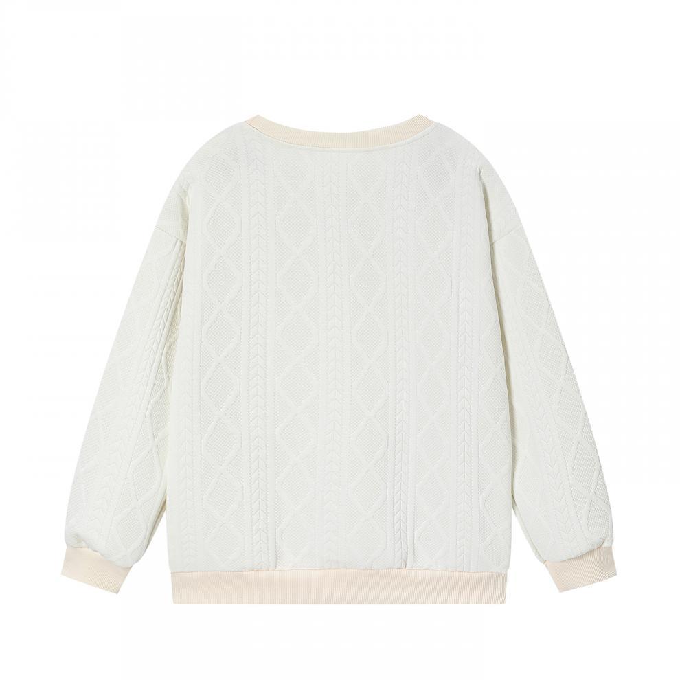 2025 Autumn/Winter Women's Cable Knit Patchwork Two-Piece Set – Long Sleeve Round Neck Top & Joggers