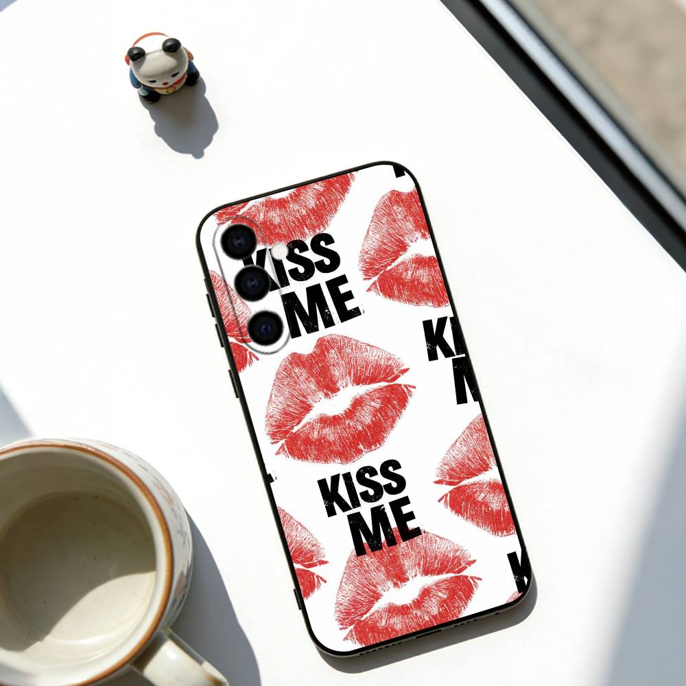 

Sexy Lip Print Phone Case For Samsung Galaxy A73,A72,A71,A70,A53,A52,A51,Others Soft Black Cover Samsung a72