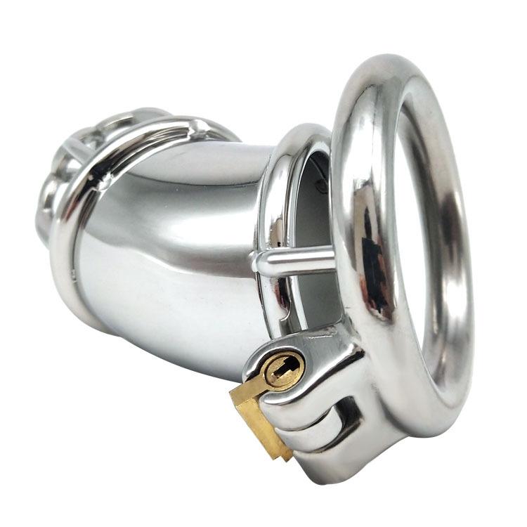 Men's Stainless Steel Penis Lock CB Chastity Lock Sex Toy Ball Stretcher Sissy Femdom Slave BDSM Urethral Chastity