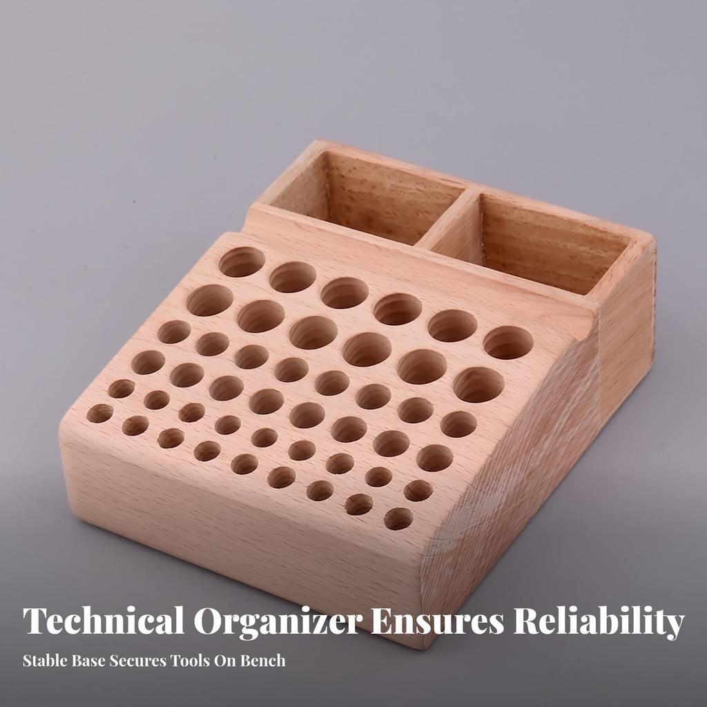 Desktop Hand Tool Stand Practical Wooden Storage Rack with Holes