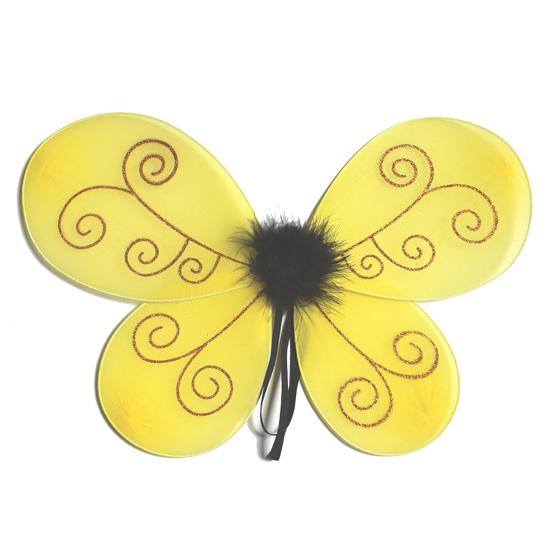 Halloween Bee Wing for Kids Boys Girls Yellow Mesh Wing Costume Animal Cosplay Headband for Fantasy Party Accessories