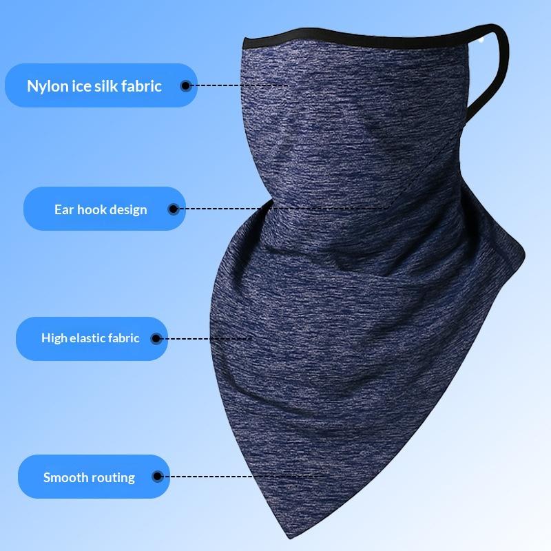 Maschera Estiva da Uomo Integrale Scaldacollo da Bicicletta Bandana da Ciclismo Maschera Protezione UV Traspirante Seta Ghiacciata Sciarpa da Appendere all'Orecchio per Esterno