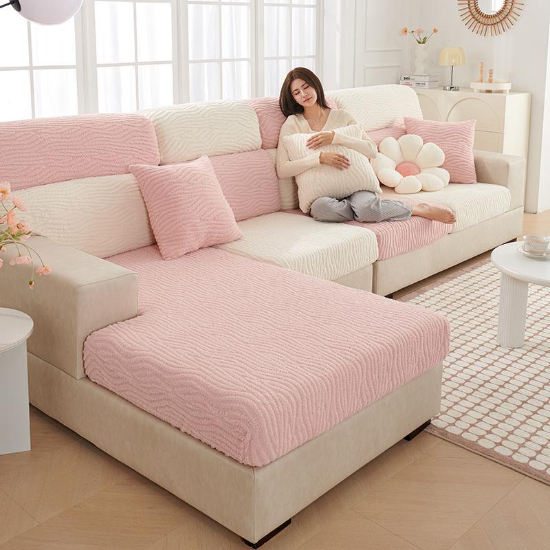 

Elastic Wave Pattern Suede Sofa Cover Non-Slip Simple Modern Sofa Cover All-Inclusive Universal Cover Four Seasons Universal